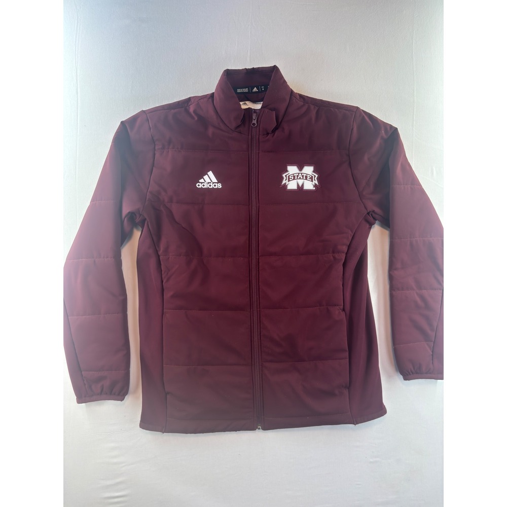 Adidas Mens Mississippi State Bulldogs Maroon Full Zip Quilted Jacket GE2876 M